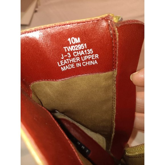 Vintage | Y2K | 90s | Tommy Hilfiger Chunky Heel Leather Tan Boots | Size 10M - Picture 8 of 9